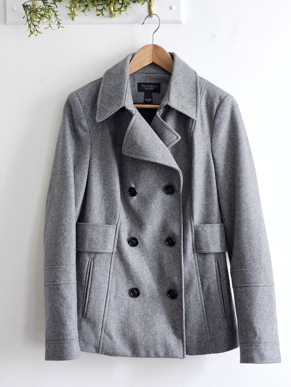 Victoria’s Secret Wool Blend Double Breasted Peacoat Gray Women’s Size 10
